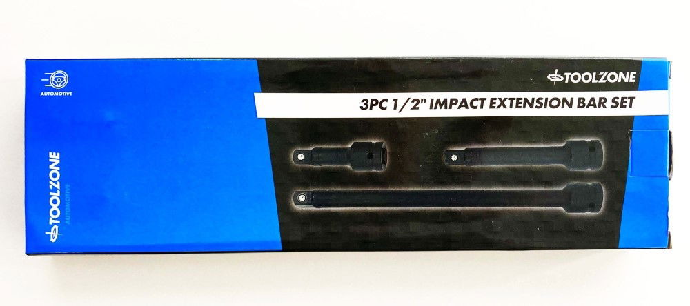 IMPACT EXTENSION BAR SET 1/2 DRIVE 3 PIECES 75mm 125mm 250mm CRV - TOOLZONE KDPSS236