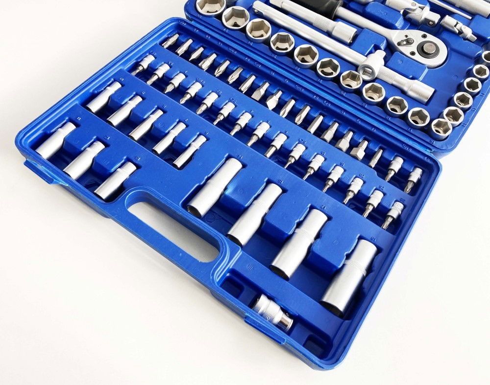 SOCKET SET 94 PIECES CARBON STEEL 1/2 AND 1/4 DRIVE SATIN FINISH IN CASE - TOOLZONE KDPSS247