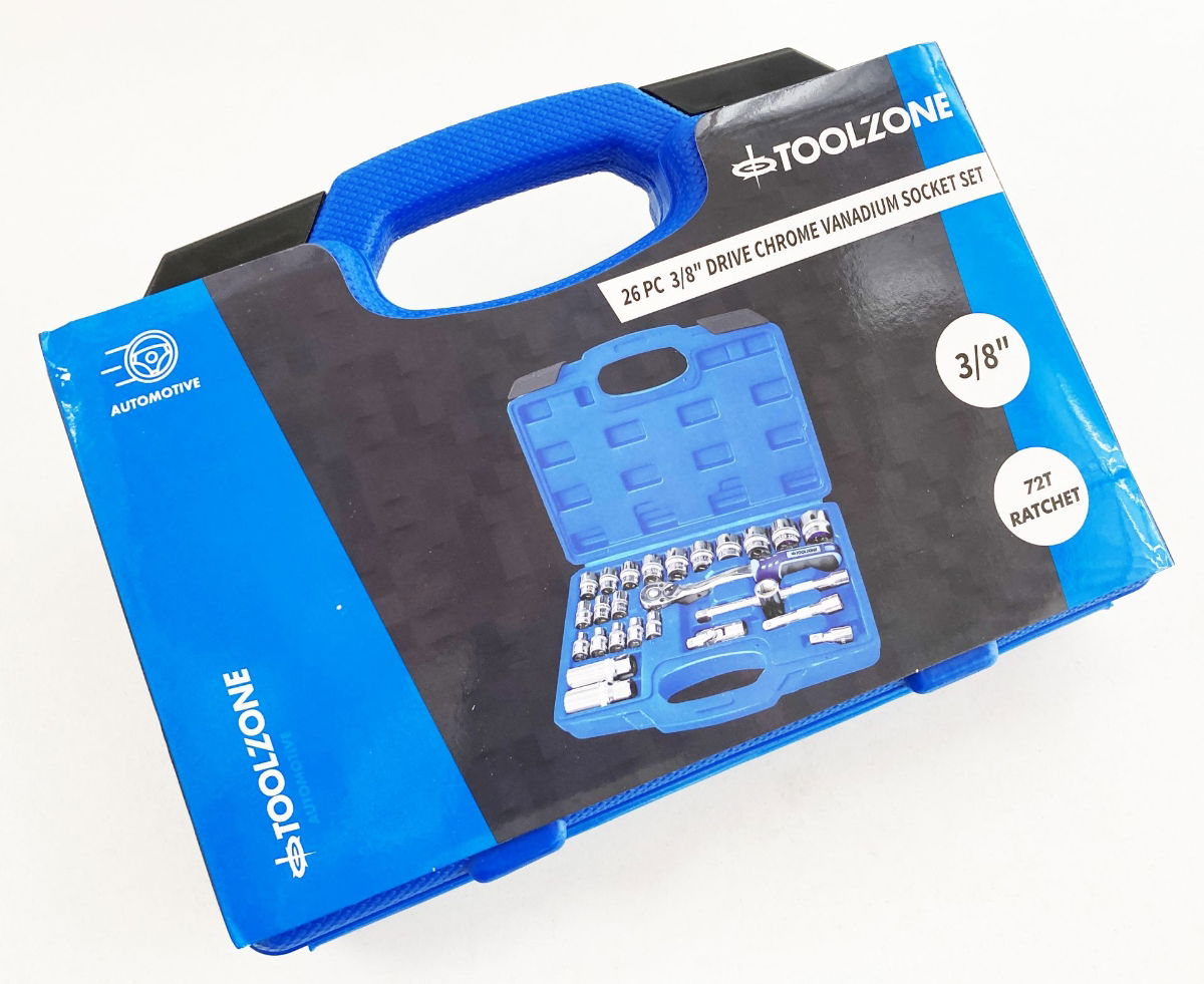 SOCKET SET 26 PIECES 3/8 DRIVE 6mm-24mm MIRROR POLISH CRV IN CASE - TOOLZONE KDPSS260