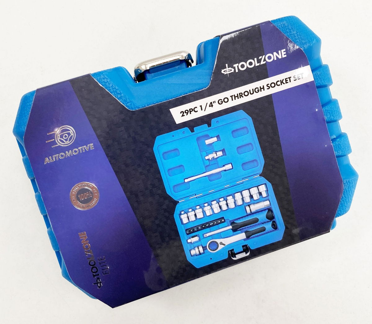 GO THROUGH SOCKET SET 29 PIECES 1/4 DRIVE WITH BITS IN STORAGE CASE - TOOLZONE KDPSS261