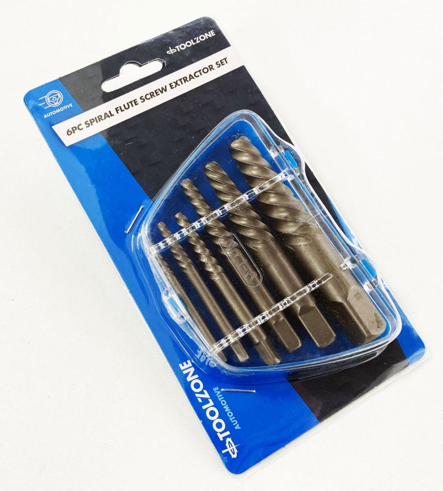 SPIRAL FLUTE SCREW EXTRACTOR SET 6 PIECES M3-M25 CHROME MOLYBDENUM - TOOLZONE KDPSS289