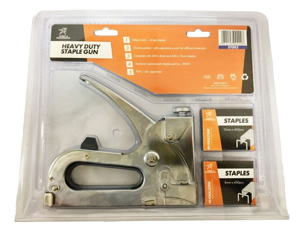 HEAVY DUTY STAPLE GUN WITH 800 STAPLES 6mm-14mm - TOOLZONE KDPST003