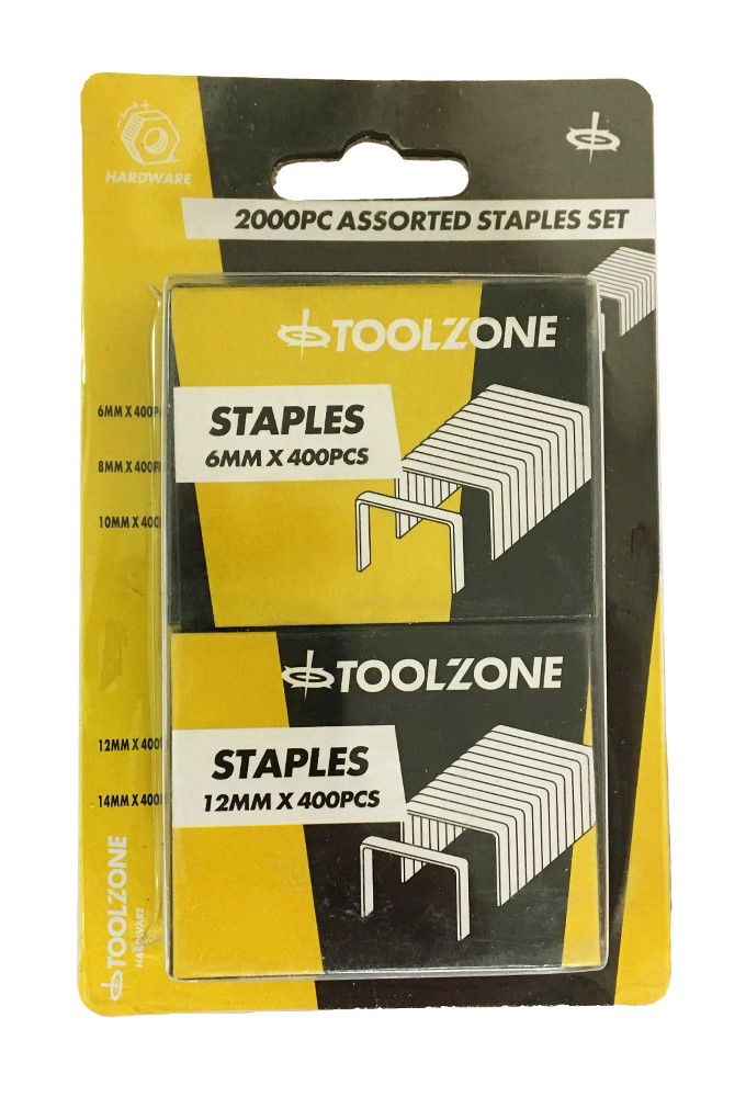 STAPLE SET 2000 PIECES 6mm-14mm FOR HD STAPLE GUN ST003 - TOOLZONE KDPST047