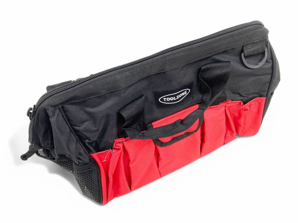 TOOL BAG 16 28 POCKETS HARD BASE NYLON RED AND BLACK - TOOLZONE KDPTB017