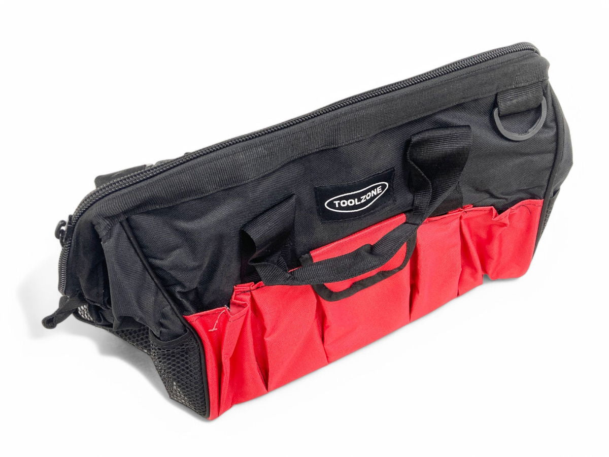 TOOL BAG 16 28 POCKETS HARD BASE NYLON RED AND BLACK - TOOLZONE KDPTB017