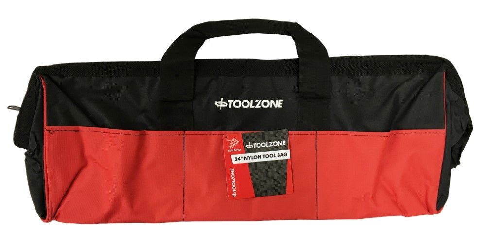 TOOLBAG 24 WIDE OPENING HEAVY DUTY NYLON WITH 6 EXTERNAL POCKETS - TOOLZONE KDPTB026