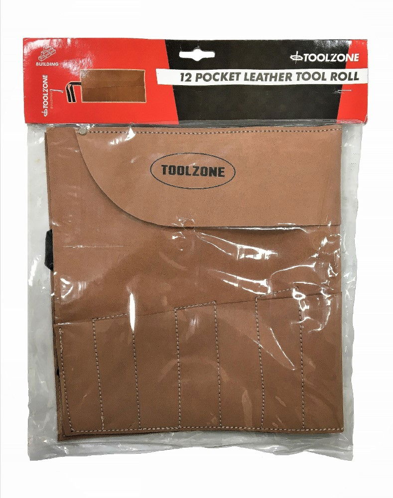 TOOL ROLL 12 POCKET SUEDE LEATHER 525x285mm - TOOLZONE KDPTB031