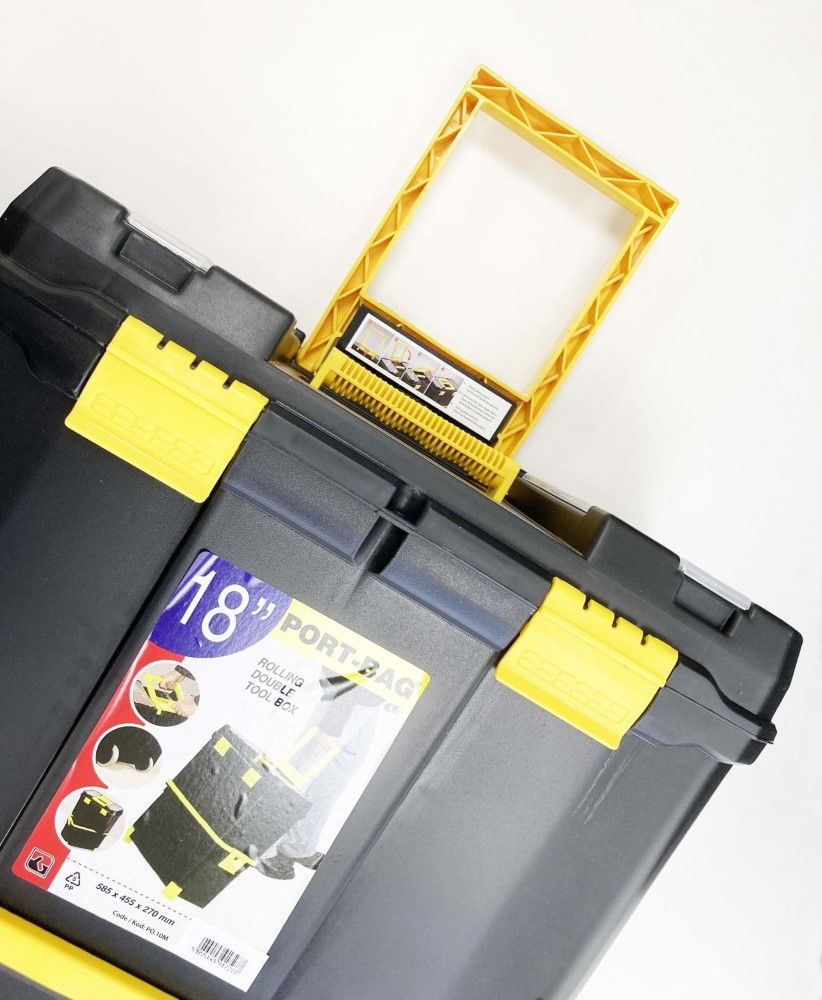 ORGANISER MOBILE DOUBLE BOX 18 WITH WHEELS AND CARRY TRAY - TOOLZONE KDPTB088