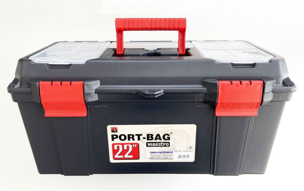 TOOLBOX MAESTRO 22 WITH ORGANISER LIDS AND CARRY TRAY - TOOLZONE KDPTB096