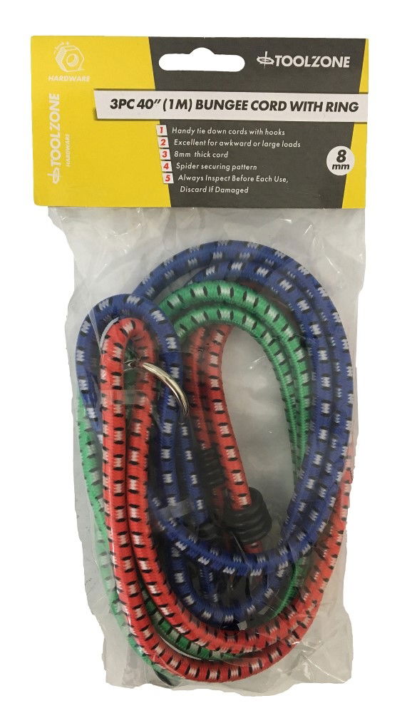 BUNGEES 3PC 40 8mm WITH HOOKS - TOOLZONE KDPTD005