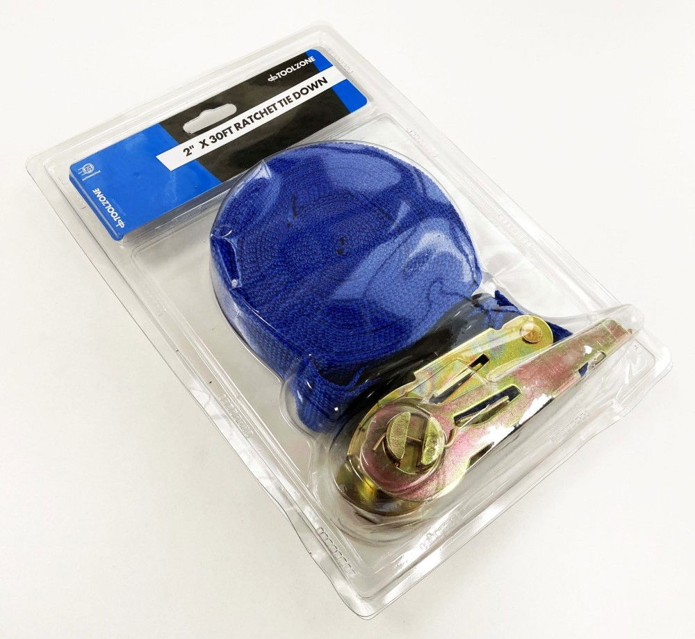 RATCHET TIE DOWN 2 x 30ft 1500lb CAPACITY - TOOLZONE KDPTD033