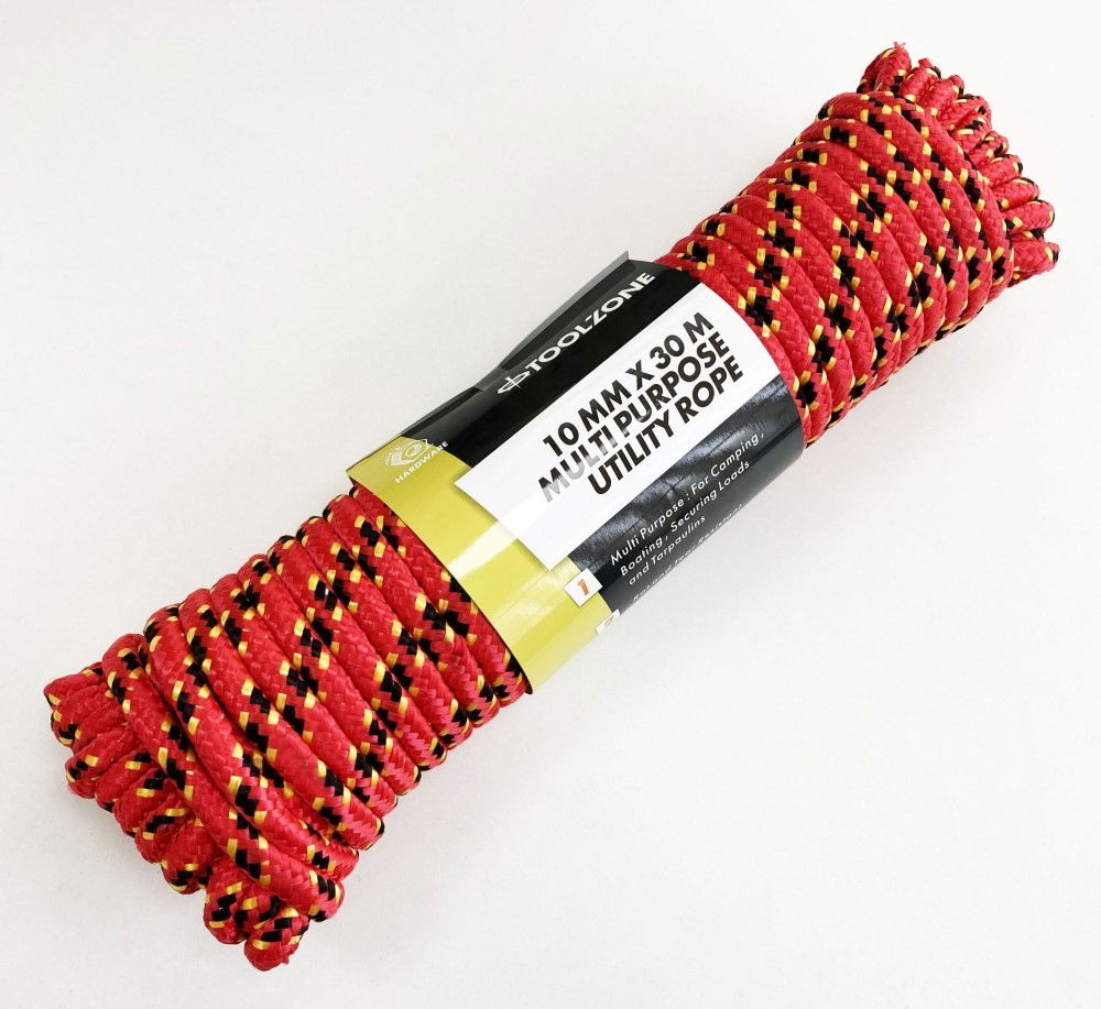 MULTIPURPOSE UTILITY ROPE 10mm x 30m 70kg CAPACITY - TOOLZONE KDPTD051