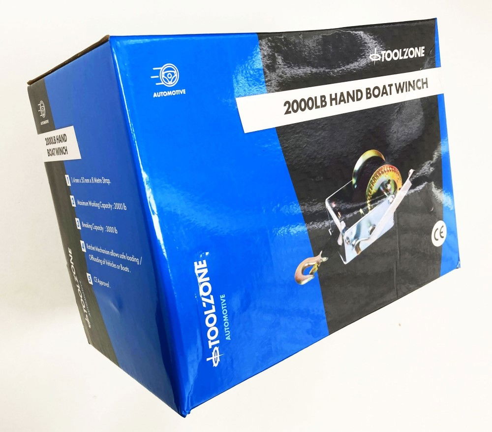 STRAP BOAT WINCH 2000lb 2 x 8m WEBBING TWO SPEED - TOOLZONE KDPTD065
