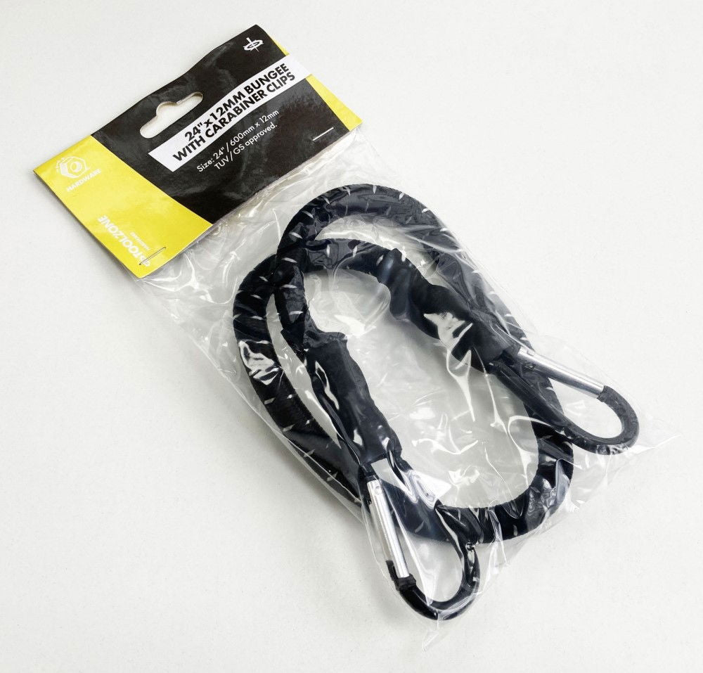 HEAVY DUTY BUNGEE 24 12mm WITH CARABINER CLIPS - TOOLZONE KDPTD066