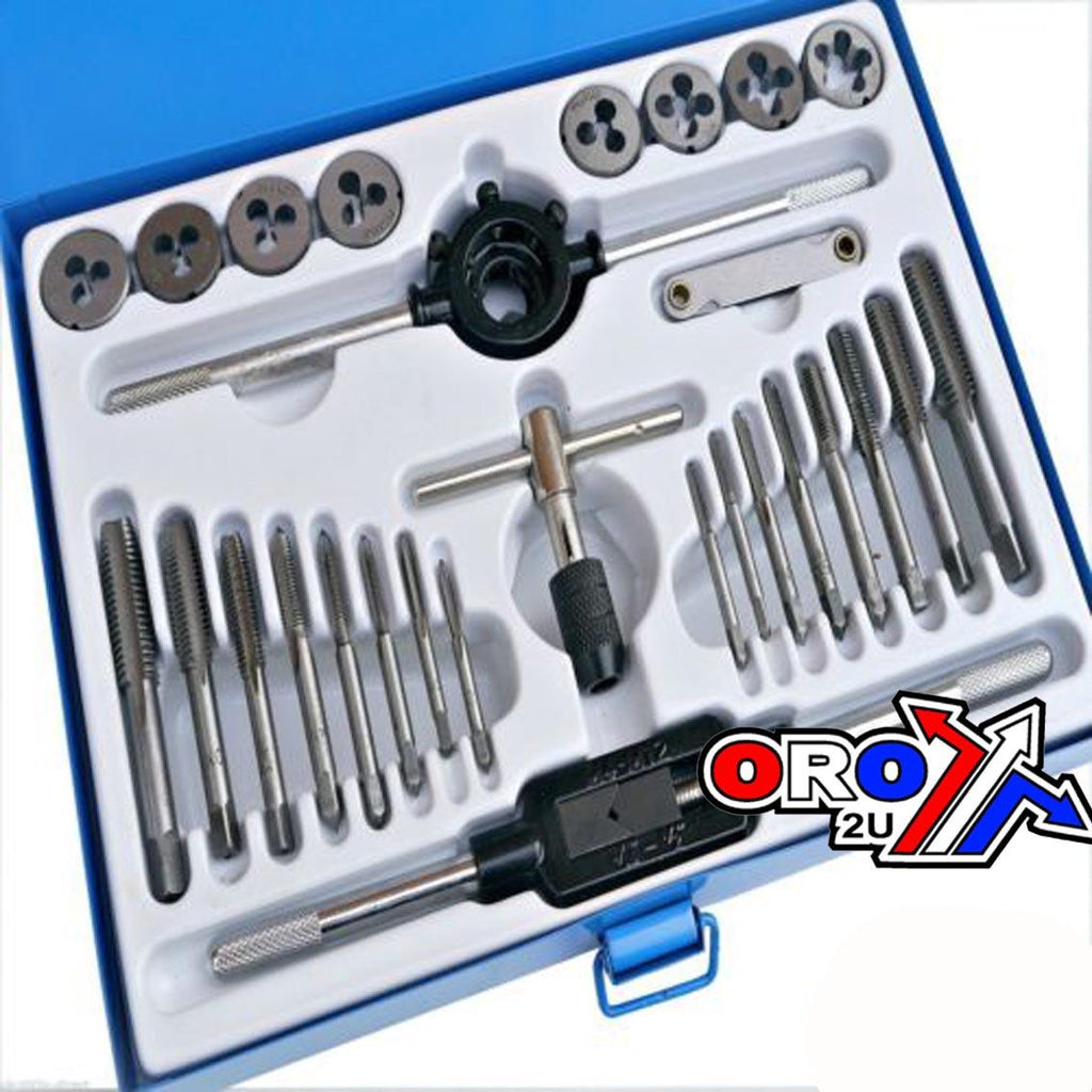 TAP AND DIE SET METRIC 28 PIECE ALLOY STEEL WITH WRENCHES - TOOLZONE KDPTP099