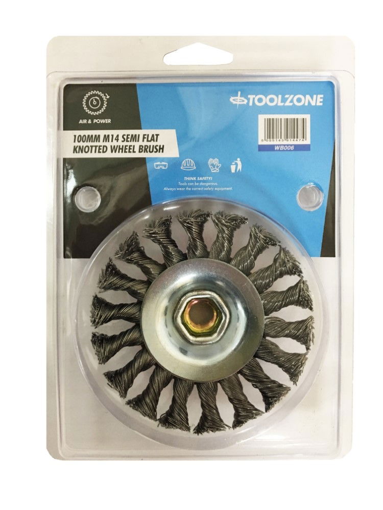 SEMI FLAT WIRE WHEEL PROFESSIONAL M14 100mm - TOOLZONE KDPWB006
