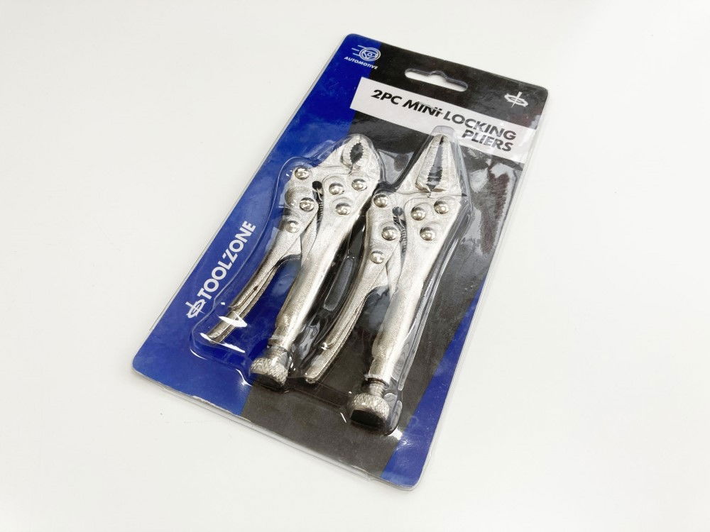 LOCKING PLIERS MINI 2 PIECE LONG NOSE CURVED JAW - TOOLZONE KDPWR129