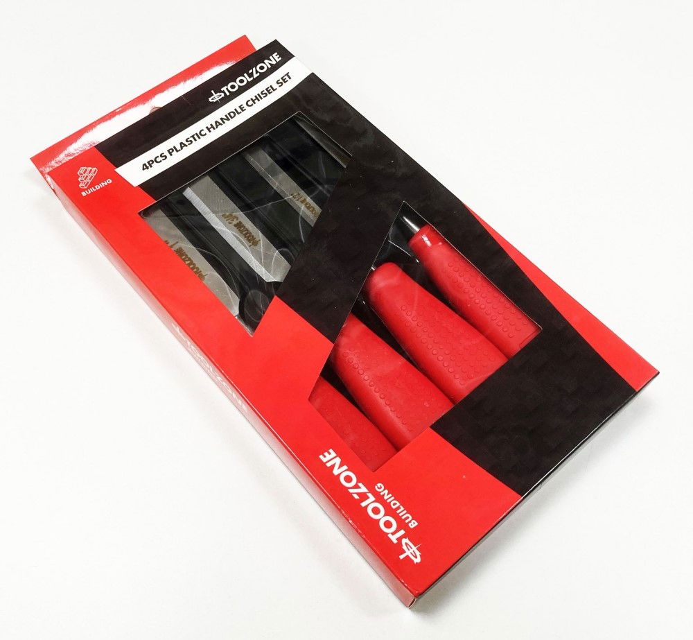 CHISEL SET PLASTIC HANDLE 4PC 1/4, 1/2, 3/4, 1 - TOOLZONE KDPWW040