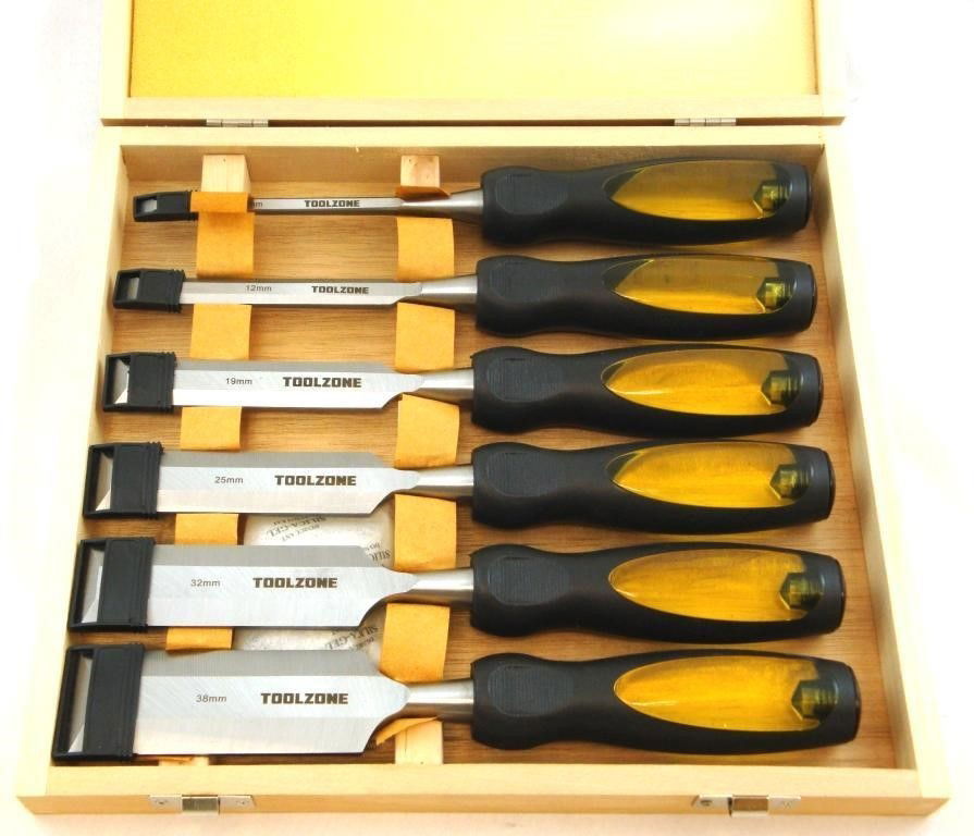 CHISEL SET WOOD 6PC 1/4, 1/2, 3/4, 1, 1.25, 1.5 IN CASE - TOOLZONE KDPWW043