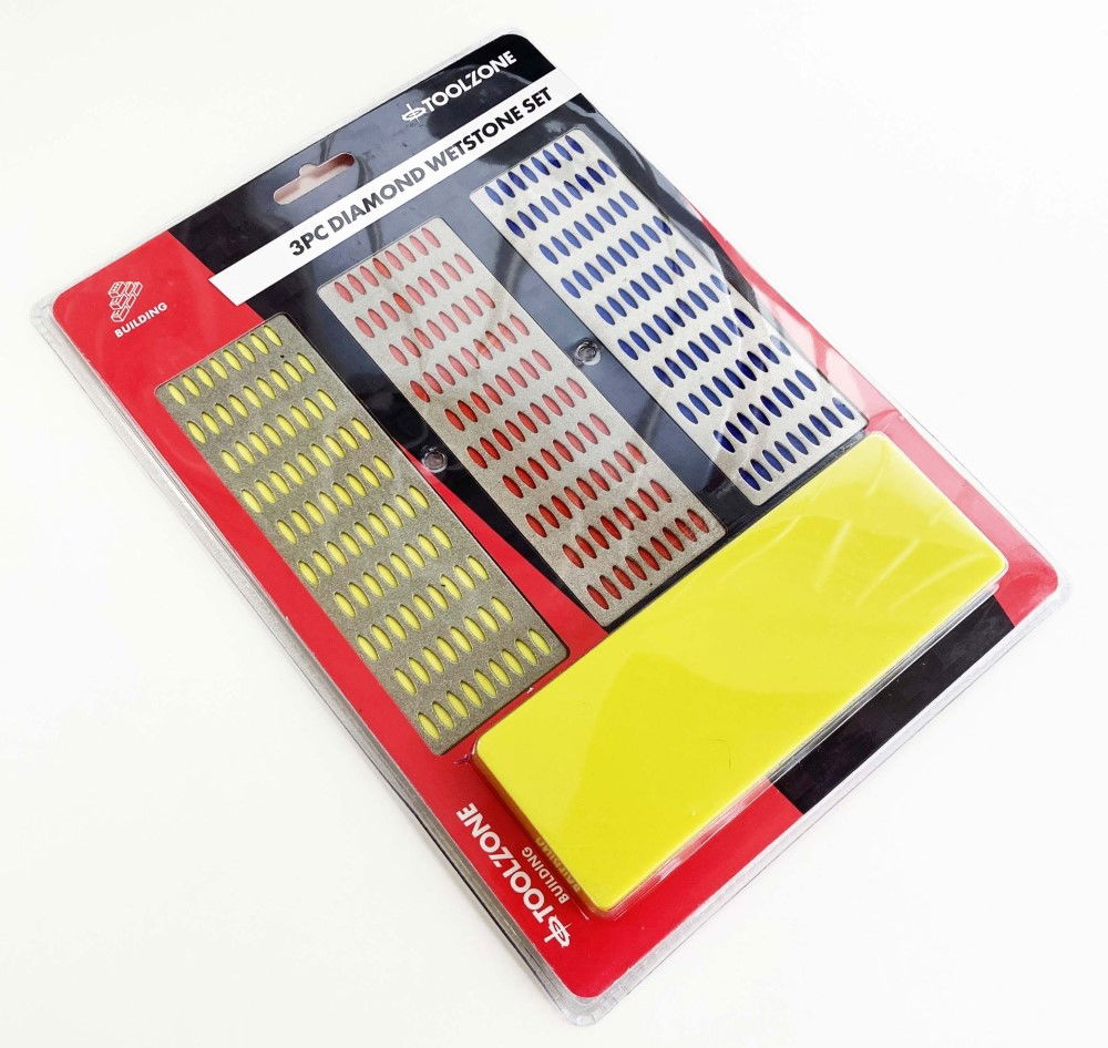 WHETSTONE DIAMOND 3PC 6 x 2 180 280 400 GRIT WITH HOLDER - TOOLZONE KDPWW069