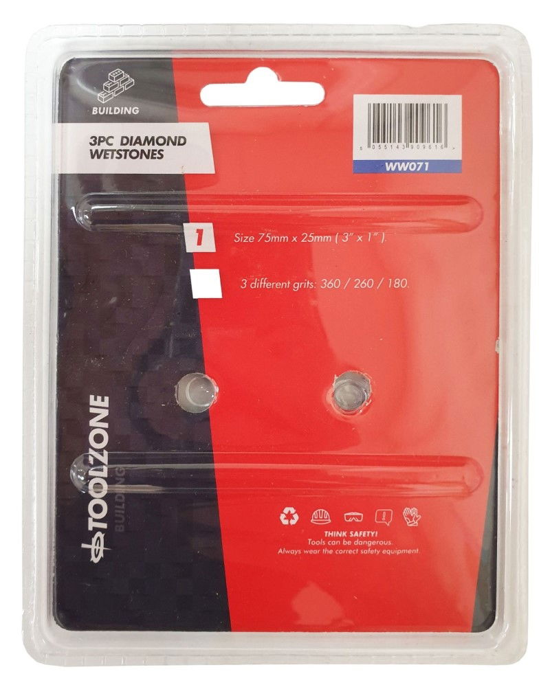 WHETSTONE DIAMOND 3PC 1 x 3 180 280 360 GRIT - TOOLZONE KDPWW071