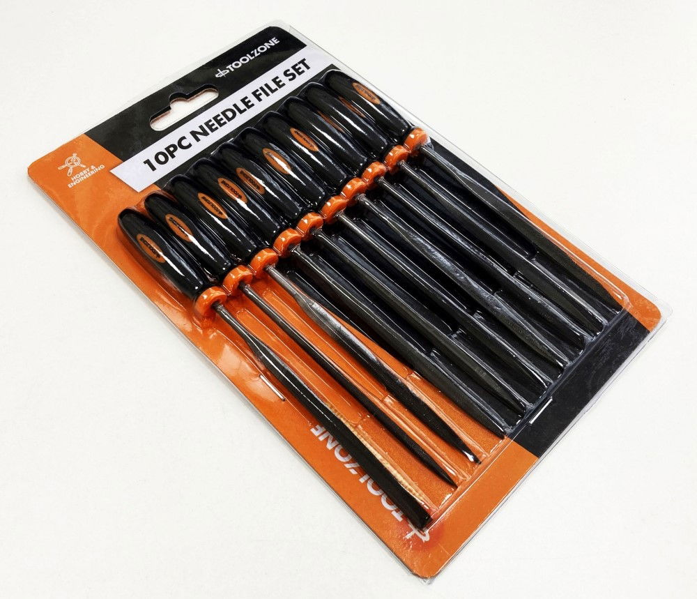 NEEDLE FILE SET 10PC BEARING STEEL VARIOUS SHAPES WITH POUCH - TOOLZONE KDPWW084