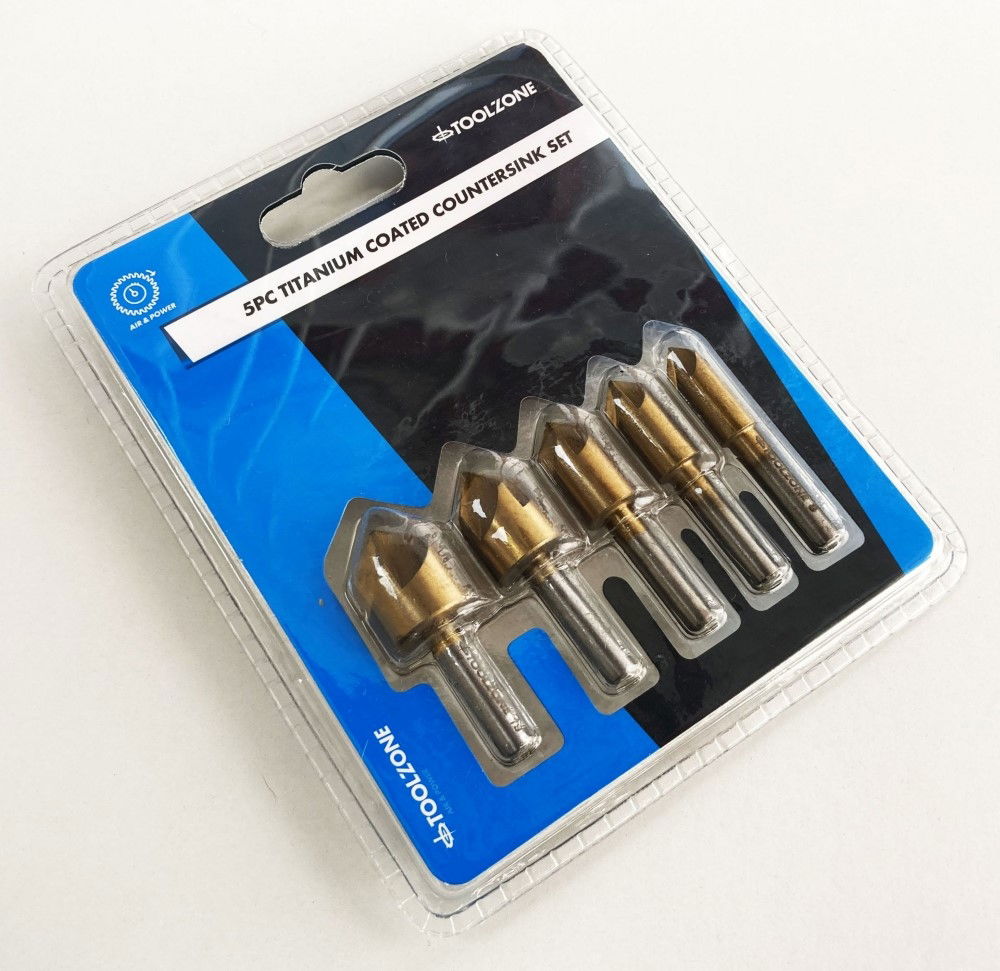 COUNTERSINK SET 5PC 8-19mm CARBON STEEL TITANIUM COATED - TOOLZONE KDPWW208