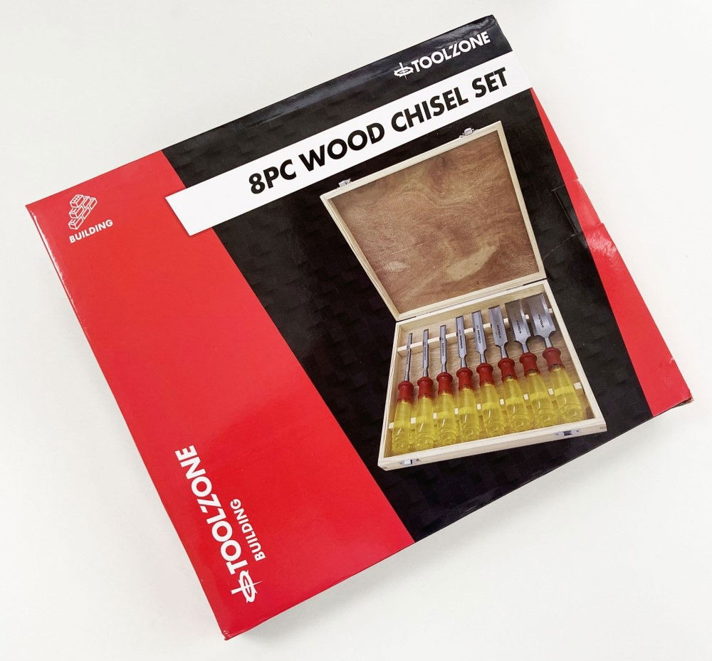 WOOD CHISEL SET 8PC 65mn SIZES 1/4-1-1/2 WITH WOODEN CASE - TOOLZONE KDPWW217