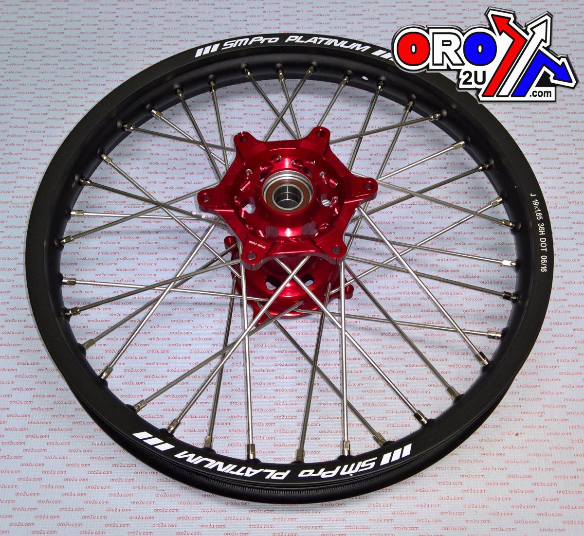 19x1.85 WHEEL HON BLACK/RED MATT FINISH, MX-9110 BK RIM / RED HUB, SP047.03.82.51.99 MATT RIM