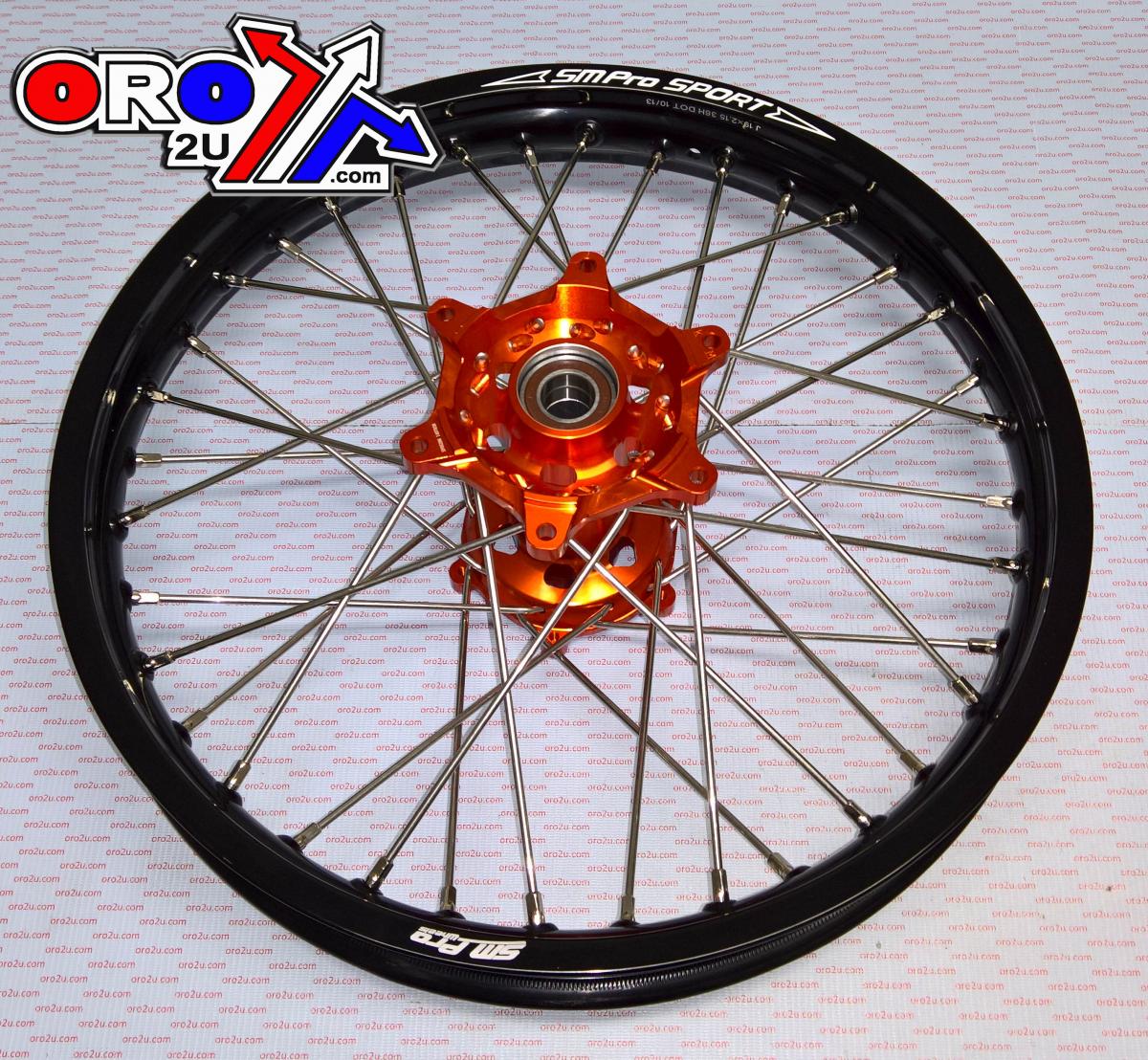 19x2.15 WHEEL KTM BLK/ORANGE, MX-5021 RIM BLACK, HUB ORANGE, SP052.06.81.01.99 GLOSS RIM