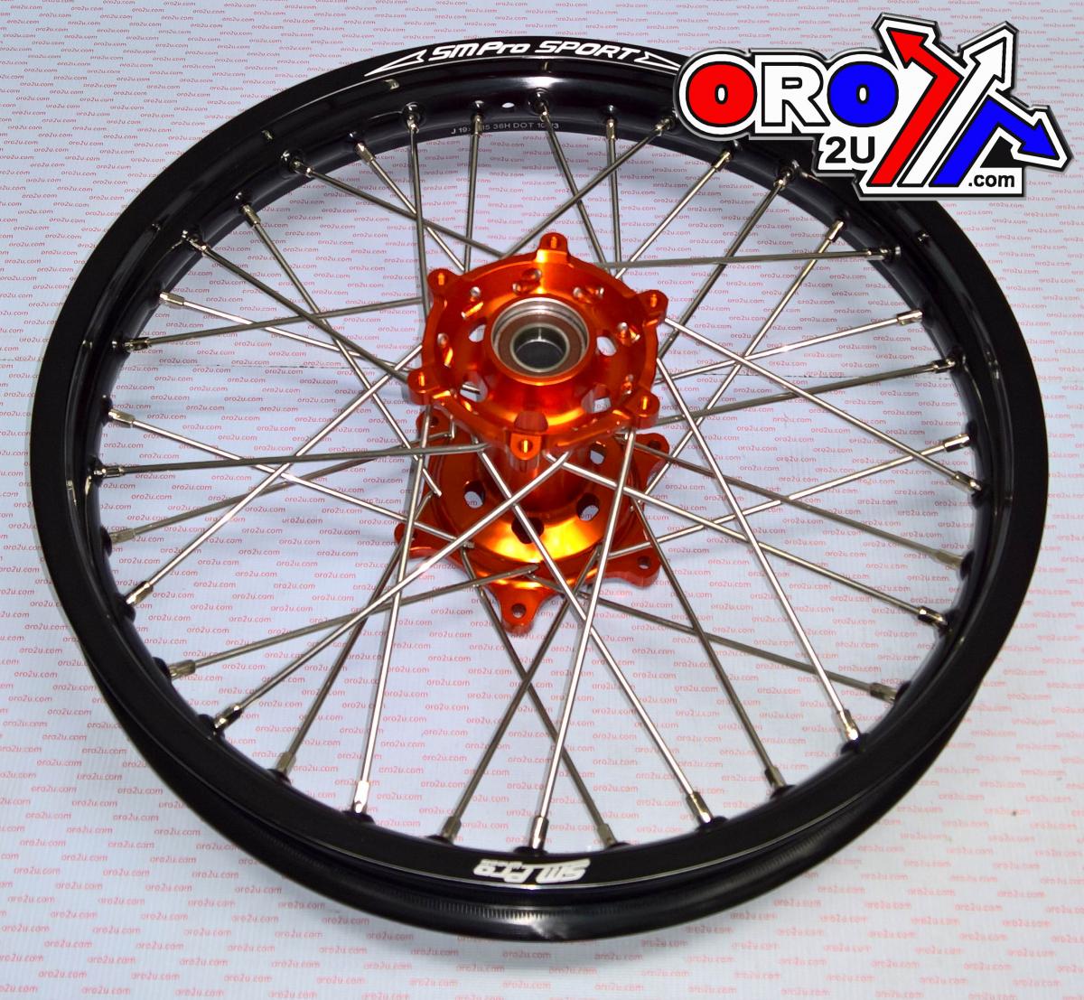 19x1.85 WHEEL KTM BLK/ORANGE, MX-5011 RIM BLACK, HUB ORANGE, SP05206820199 GLOSS RIM