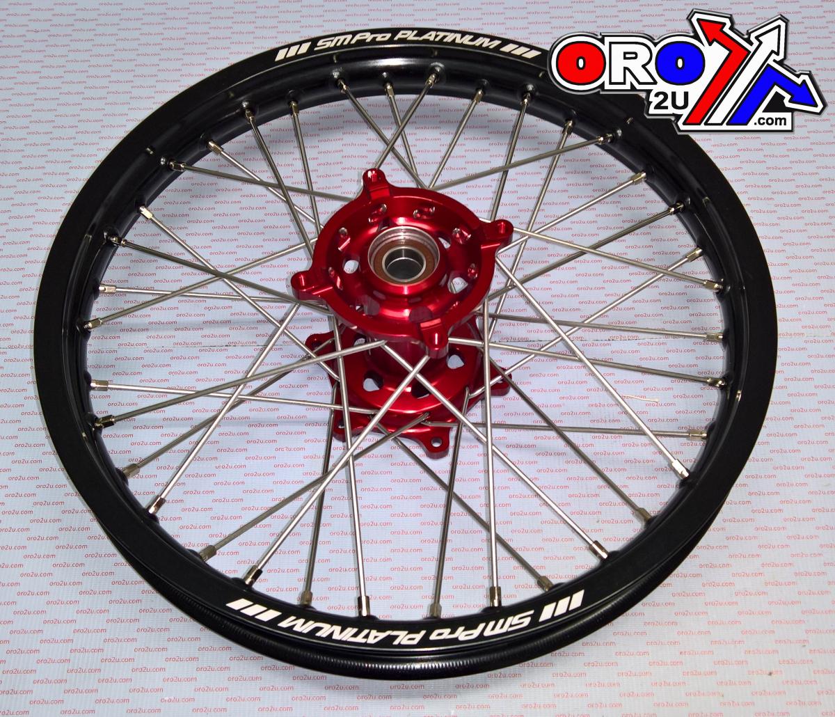 19x1.85 WHEEL RMZ 07-23 PLATINUM, MX-3011 GLOSS BLACK RIM, GLOSS RED HUB, SP063.03.82.01.99 GLOSS RIM