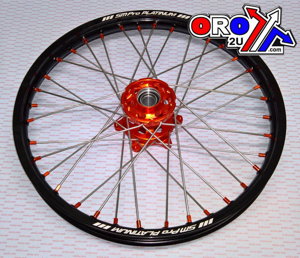 21x1.60 WHEEL KTM BK/ORANGE, GLOSS BLACK RIM, GLOSS ORANGE HUB/GLOSS ORANGE NIPPLES, SP157.06.80.01.06