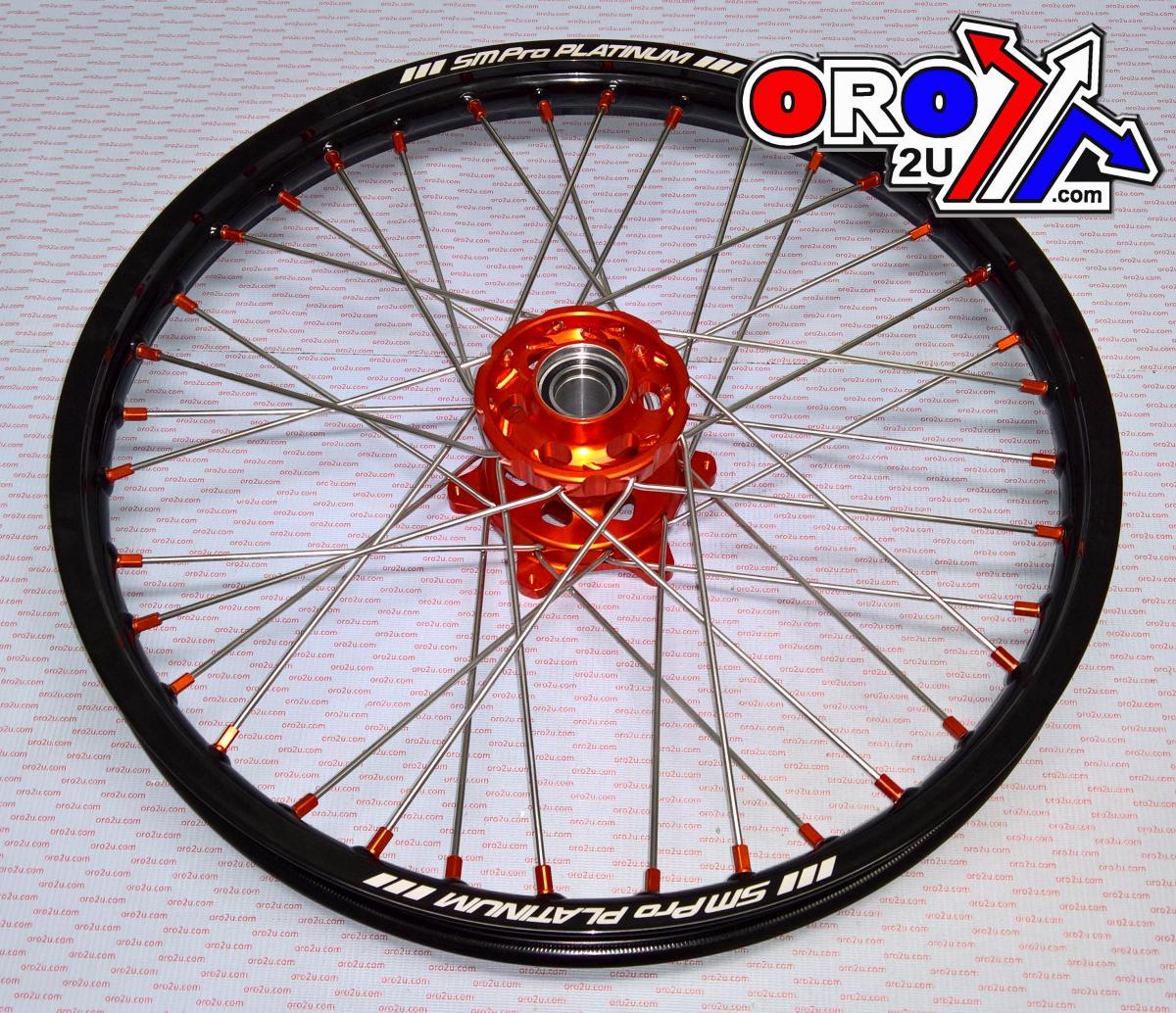21x1.60 WHEEL KTM BK/ORANGE, GLOSS BLACK RIM, GLOSS ORANGE HUB/GLOSS ORANGE NIPPLES, SP157.06.80.01.06