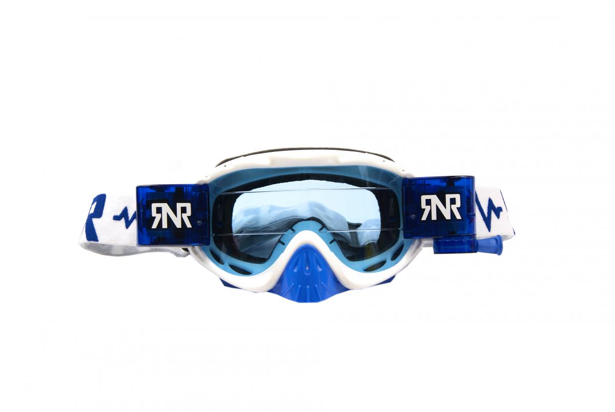 £18+VAT WHILST STOCKS LAST, RNR HYBRID WHITE/BLUE FULLY LOADED ROLL OFF, WHITE/BLUE LIMITED EDITION GOGGLE GH224, ROLL & TEAR OFF