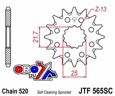 FRONT SPROCKET JTF565.13SC JT, Self-cleaning grooves & Light, SF565-13