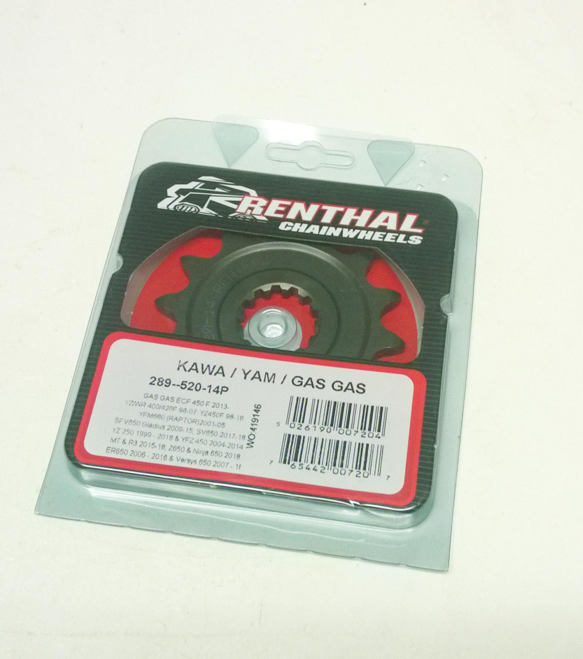FRONT SPROCKET RENTHAL 289, KAWASAKI YAMAHA 289--520-14P