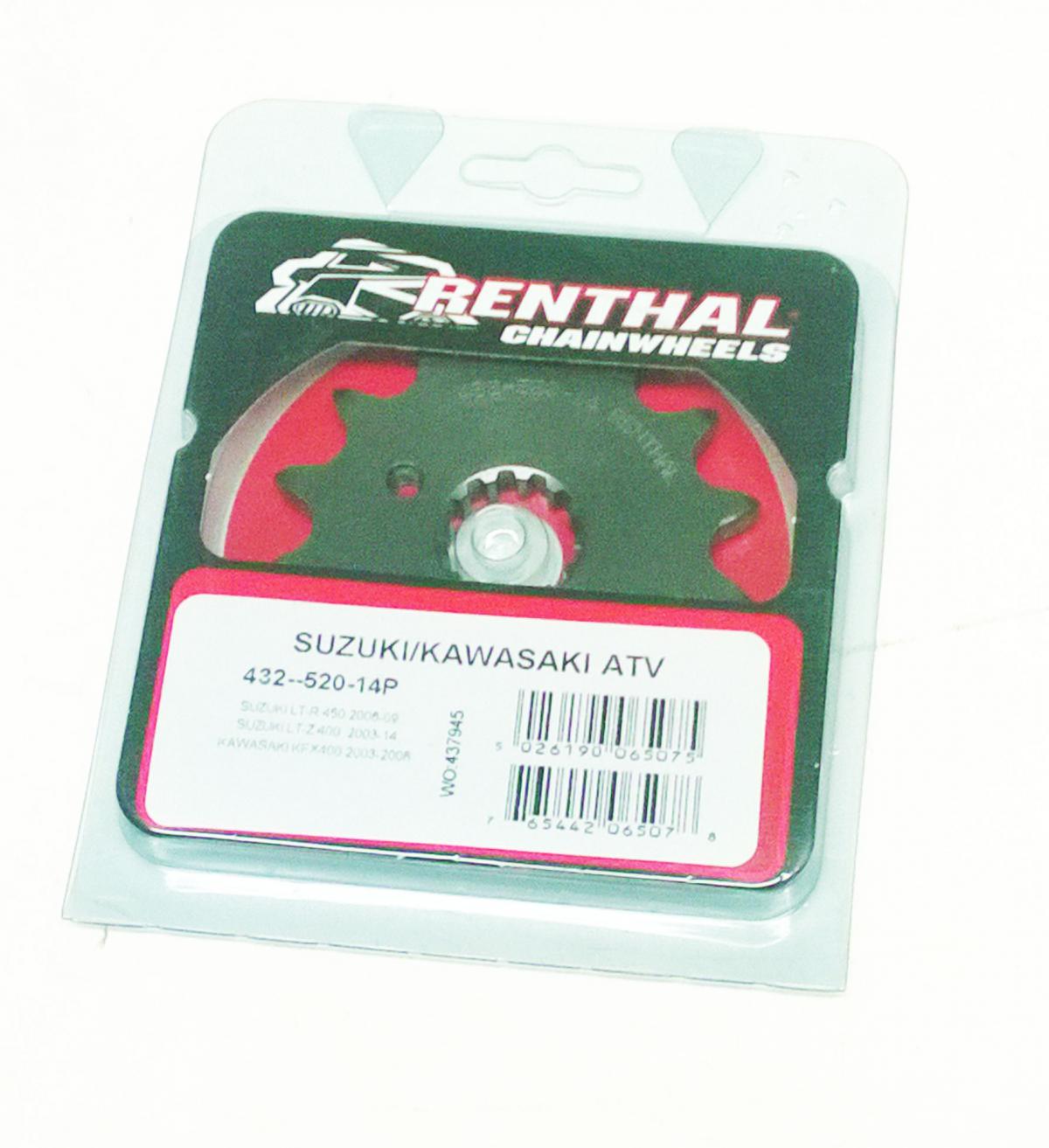 FRONT SPROCKET RENTHAL 432, SUZUKI/KAWASAKI ATV 432--520-14P, 432--520-14P