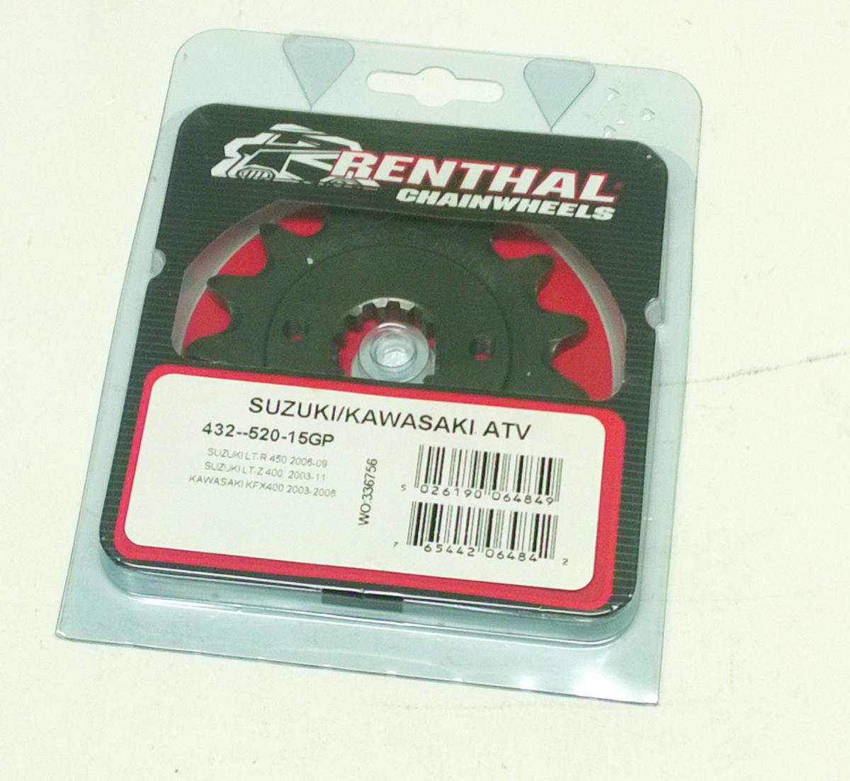 FRONT SPROCKET RENTHAL 432, SUZUKI/KAWASAKI ATV 432-520-15, 432--520-15GP