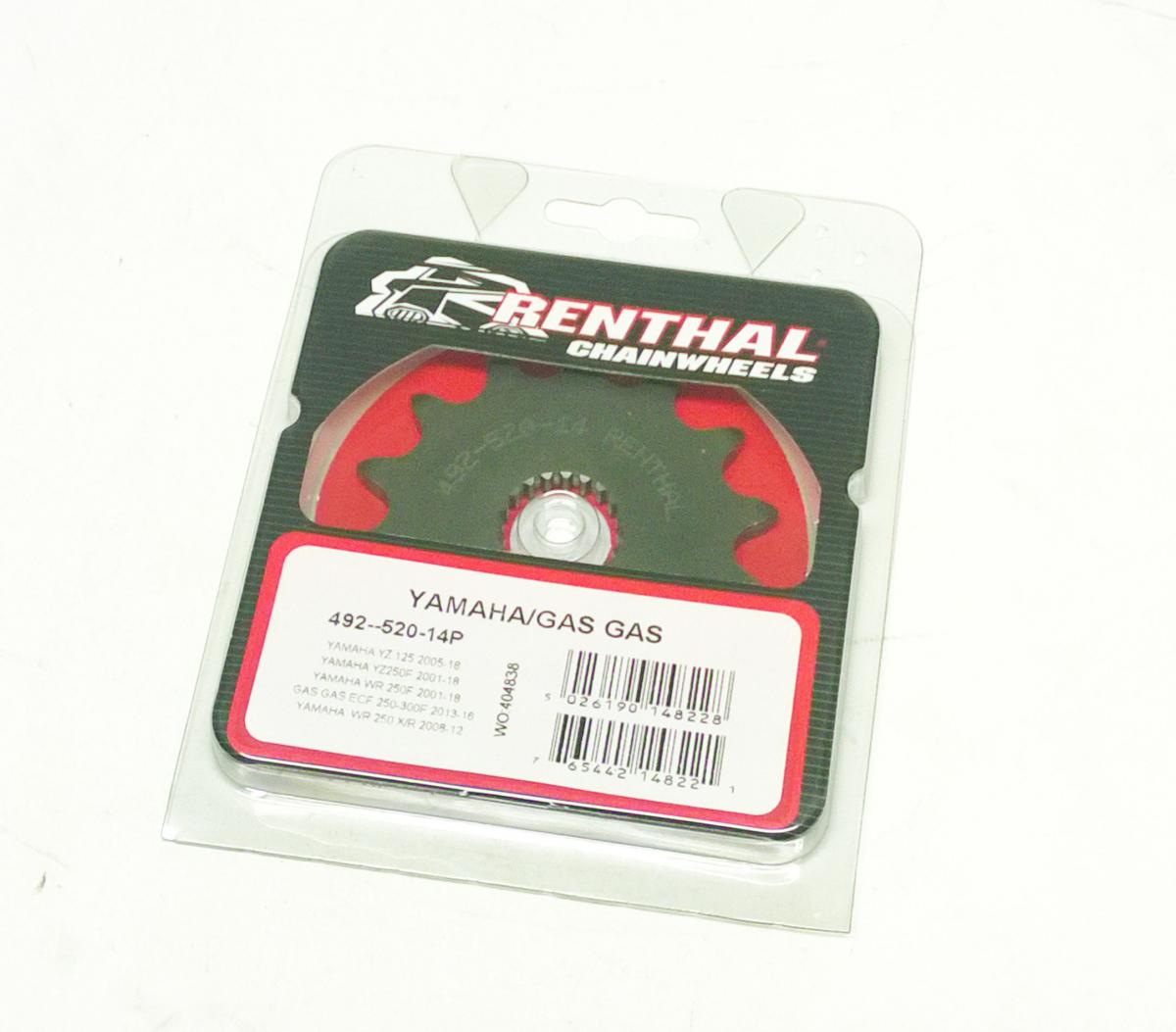 FRONT SPROCKET RENTHAL 492, YAMAHA/GAS GAS 492--520-14P, 492--520-14P
