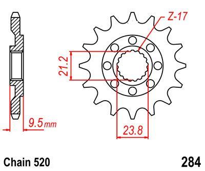 FRONT SPROCKET 13 [JTF284.13] 520, TRX450, CRF450, CR250 500