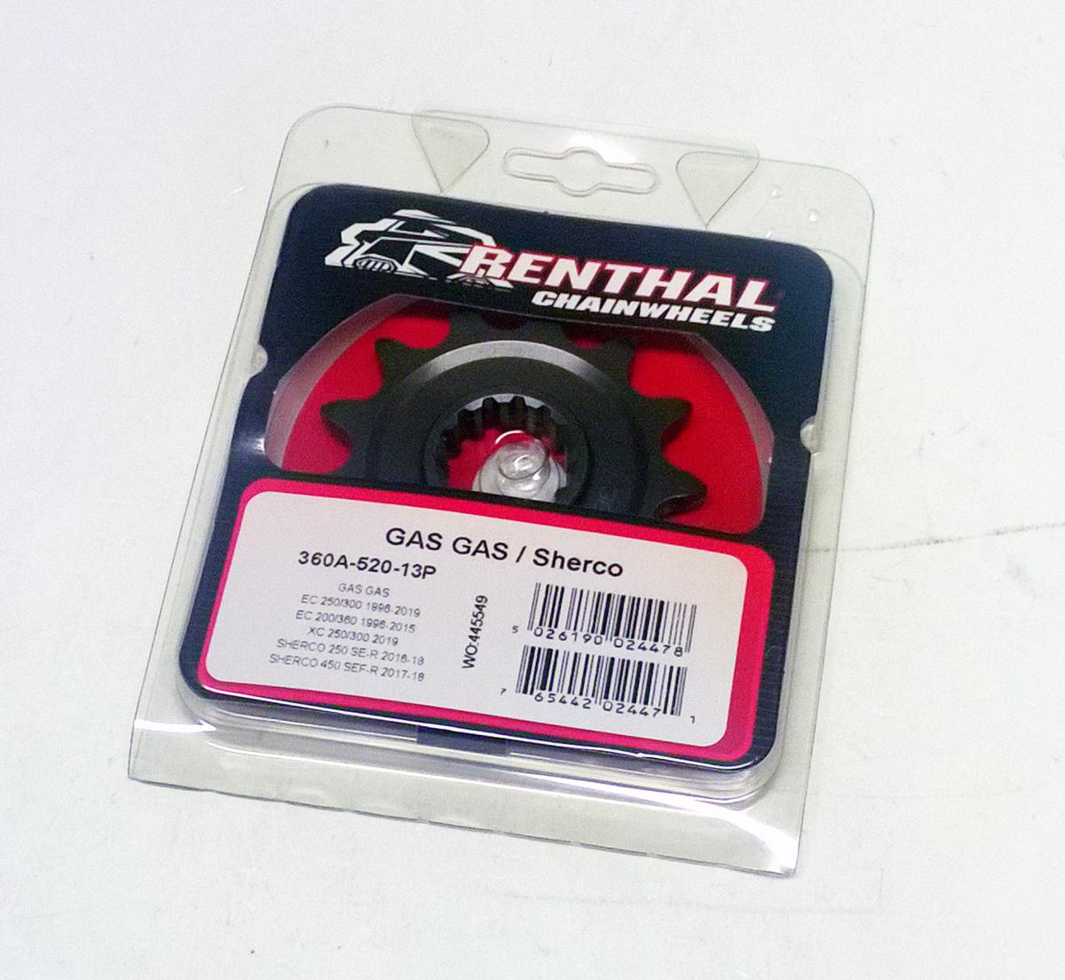 FRONT SPROCKET RENTHAL 360A, GAS GAS 360A-520-13P, 360A-520-13P