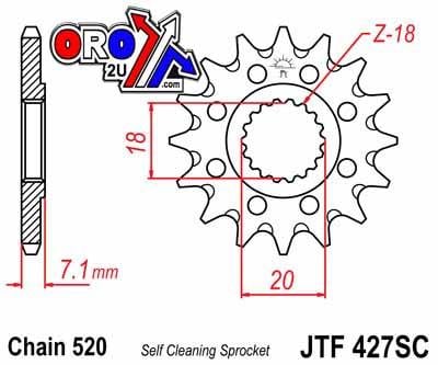 FRONT SPROCKET JTF427.12SC JT, Self-Cleaning Steel Front