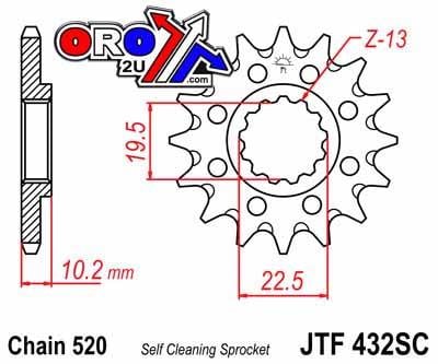 FRONT SPROCKET JTF432.14SC JT, Lightweight Self-Cleaning