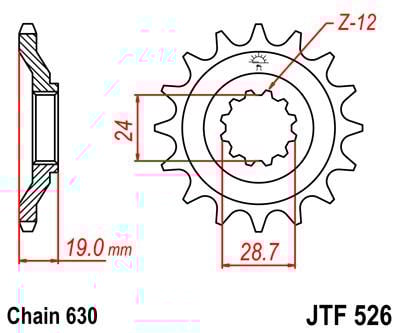 FRONT SPROCKET JTF526.15 JT, 630 Chain Conversion
