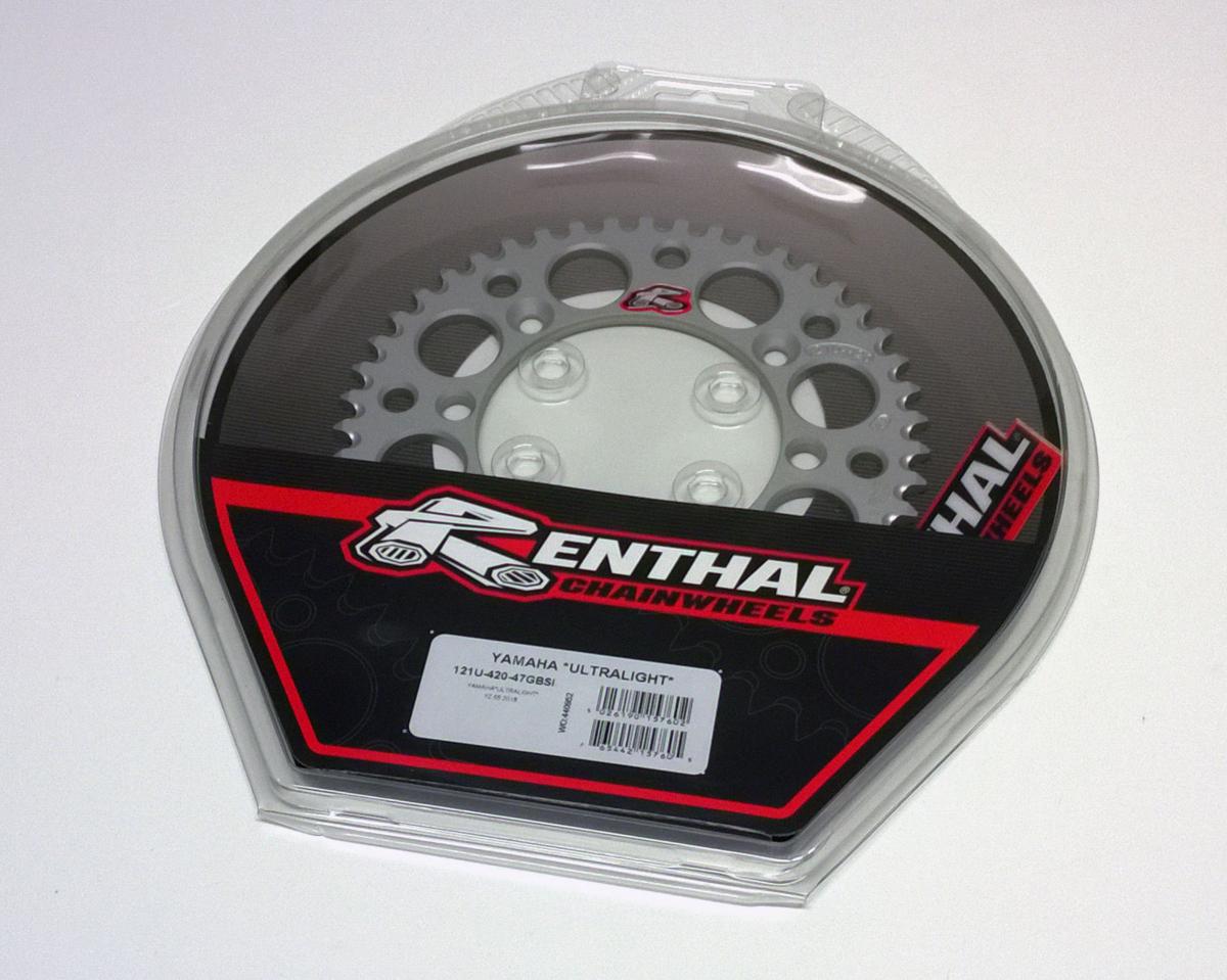 REAR SPROCKET ALLOY RENTHAL, ULTRALITE 121U-420-47GBSI SILVER, SUZUKI, YAMAHA