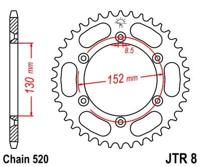 REAR SPROCKET JTR8.48JT 520