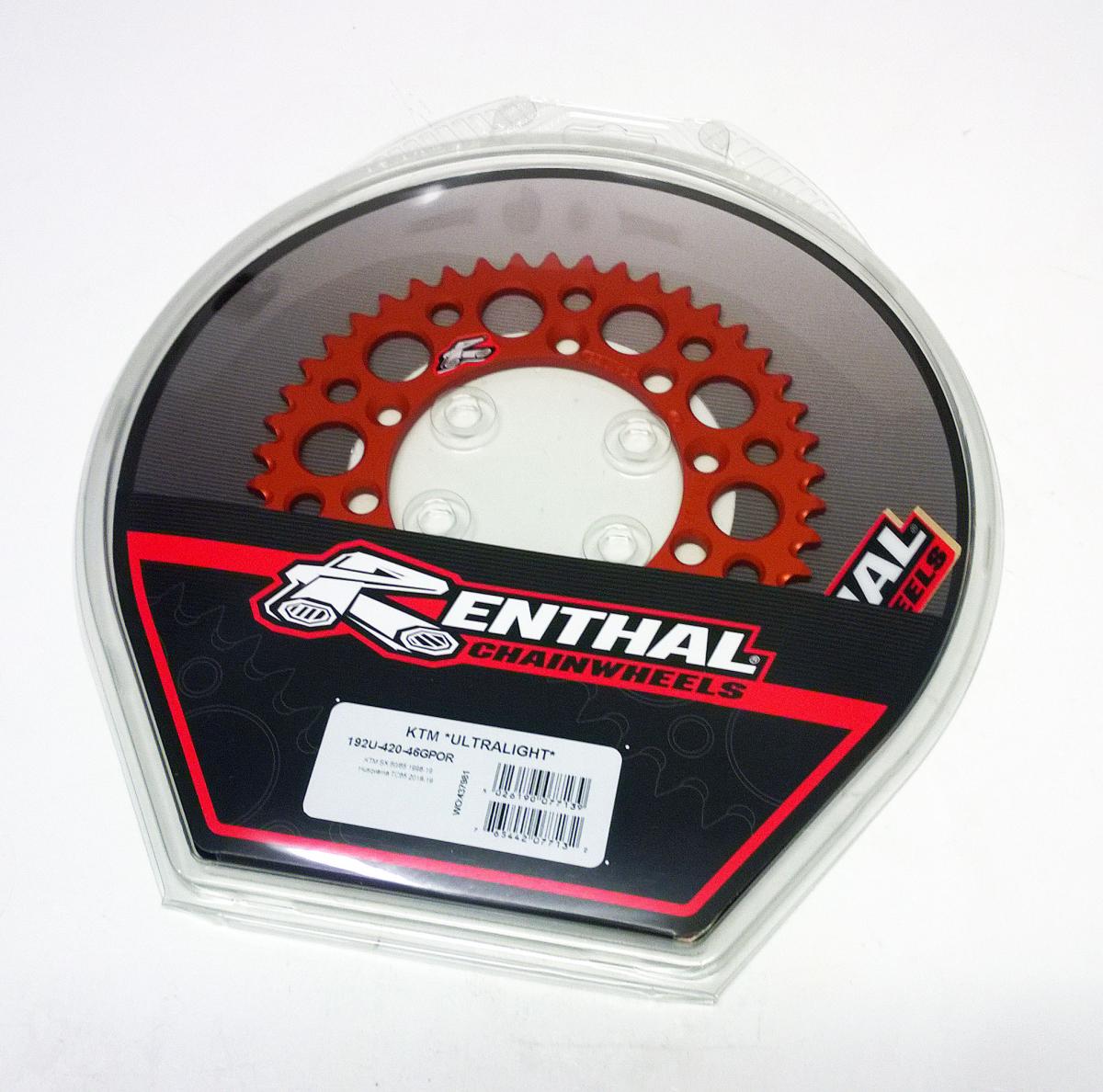 REAR SPROCKET ALLOY RENTHAL, ULTRALITE 192U-420-47GPOR ORANGE, 192U