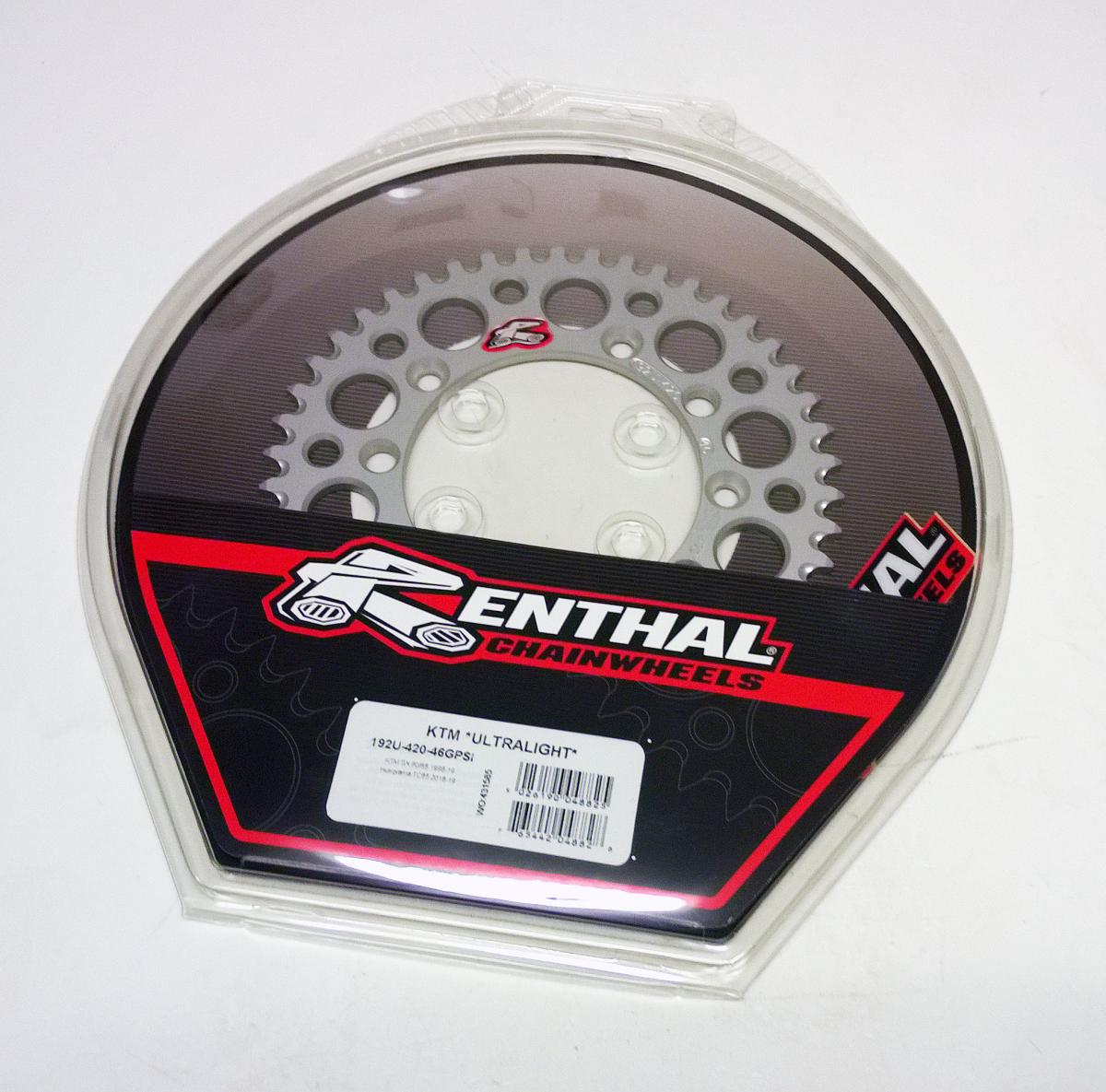 REAR SPROCKET ALLOY RENTHAL, ULTRALITE 192-420-46 SILVER, 192U-420-46GPSI