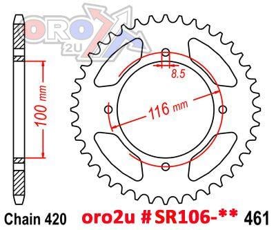 MINO REAR SPROCKET ALLOY BLK 4-HOLE, MINO 25-691-420-59 JTR461, JTA461